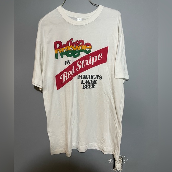 Vintage 80s 90s Reggae On Red Stripe Shirt - Picture 1 of 3